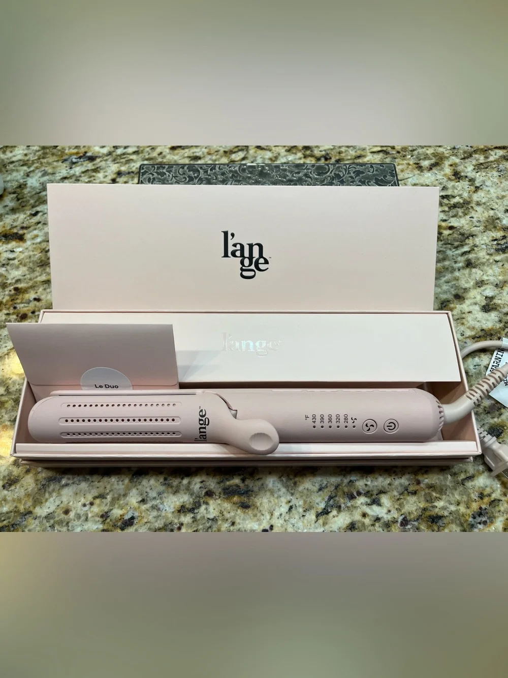 l'ange Le Duo Pink Ceramic Flat/Curling Wand w/Original Box and Instructions